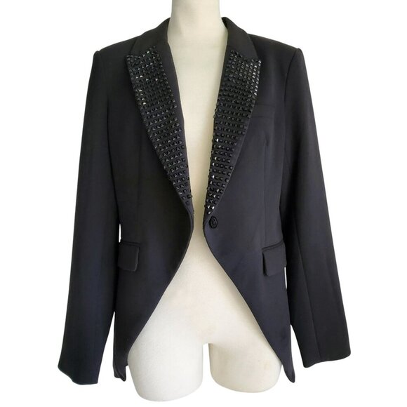Michael Kors Studded Lapel Tuxedo Blazer Black Size 10 - Picture 1 of 16